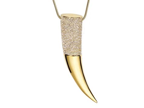 michael kors horn pendant necklace golden|Gold.